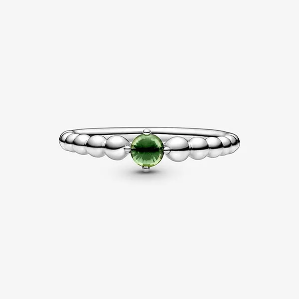 Nhẫn Pandora August Spring Green Beaded Ring Màu Bạc Đính Pha Lê Xanh Lá