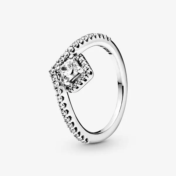 Nhẫn Pandora Square Sparkle Wishbone Ring 198420C01 Màu Bạc Size 50