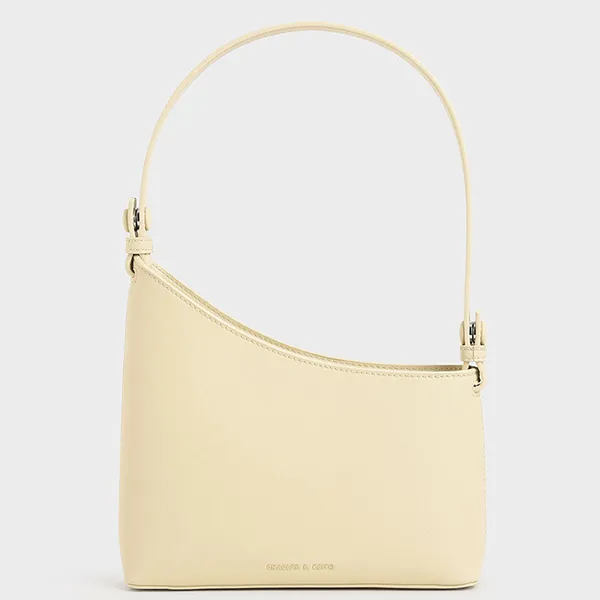 Túi Đeo Vai Nữ Charles & Keith CNK Asymmetrical Shoulder Bag 50781526 Màu Kem Size M