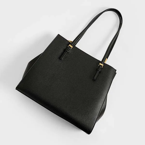 Túi Tote Nữ Charles & Keith CNK Large Double Handle Bag 30781650-6 Màu Đen