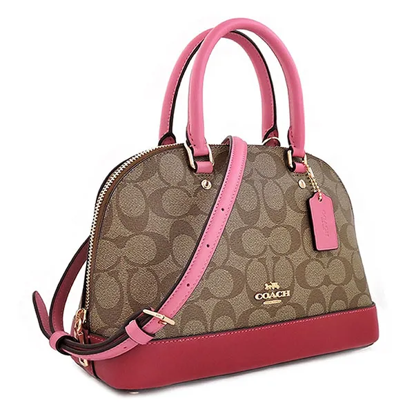 Túi Đeo Chéo Coach F58295 Mini Sierra Satchel In Signature Phối Màu Hồng Nâu
