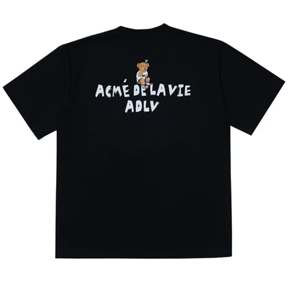 Áo Phông Acmé De La Vie ADLV Check Pants Bear Sleeve T-Shirt Màu Đen Size 1
