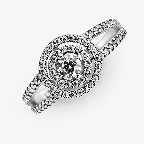 Nhẫn Pandora Sparkling Double Halo Ring Màu Bạc