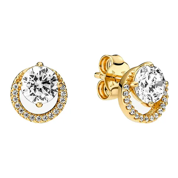 Khuyên Tai Pandora Sparkling Round Halo Stud Earrings 261248C01 Màu Vàng - Trang sức - Vua Hàng Hiệu