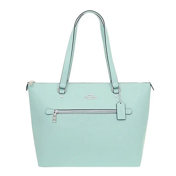 Túi Xách Coach Gallery Tote In Signature Canvas Tote Shoulder Bag Xanh Nhạt
