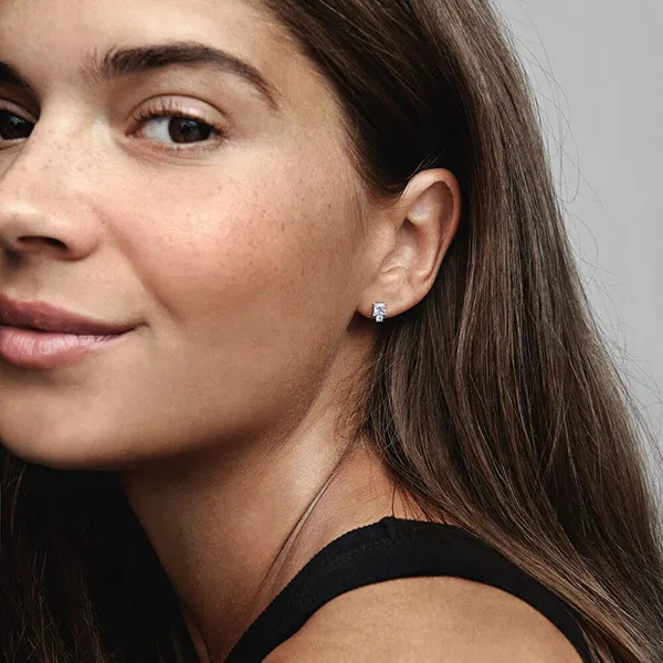 Khuyên Tai Pandora Sparkling Round & Square Earrings 290036C01 Màu Bạc