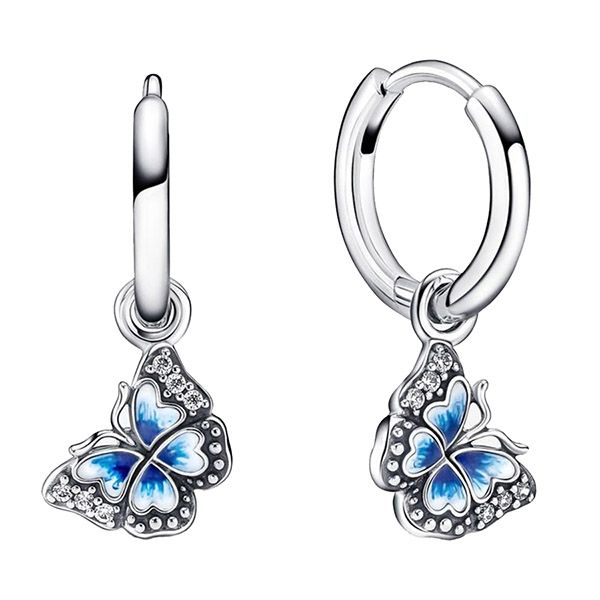 Pandora | Jewelry | Pandora Blue Pansy Necklace And Earrings | Poshmark