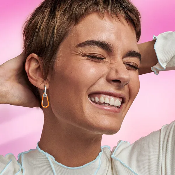 Khuyên Tai Pandora ME Bright Orange Hoop Link Earring 291982C01 Màu Cam