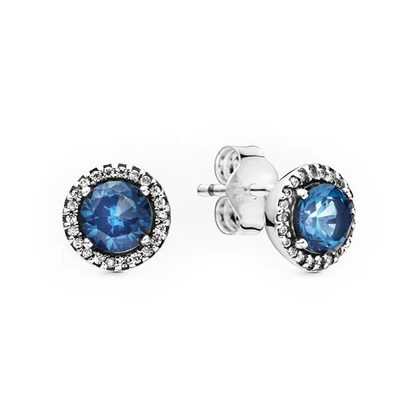 Khuyên Tai Pandora Blue Round Sparkle Stud Earrings 296272C01 Màu Bạc Mặt Xanh - Trang sức - Vua Hàng Hiệu