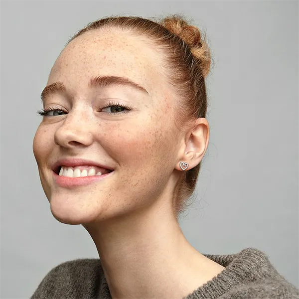 Khuyên Tai Pandora Heart Swirl Stud Earrings 297099CZ Màu Bạc