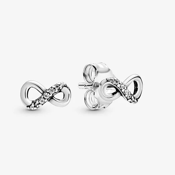 Khuyên Tai Pandora Sparkling Infinity Stud Earrings 298820C01 Màu Bạc