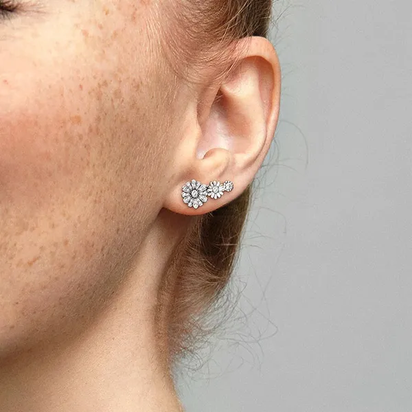 Khuyên Tai Pandora Sparkling Daisy Flower Trio Stud Earrings 298876C01 Màu Bạc - Trang sức - Vua Hàng Hiệu