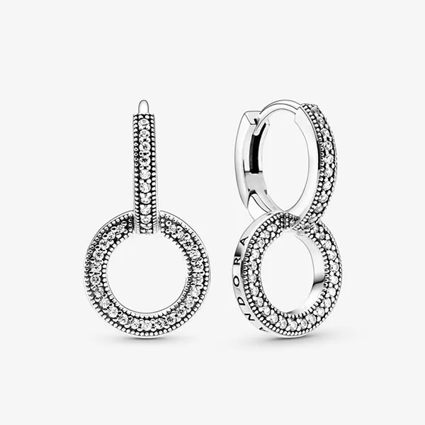 Khuyên Tai Pandora Sparkling Double Hoop Earrings 299052C01 Màu Bạc