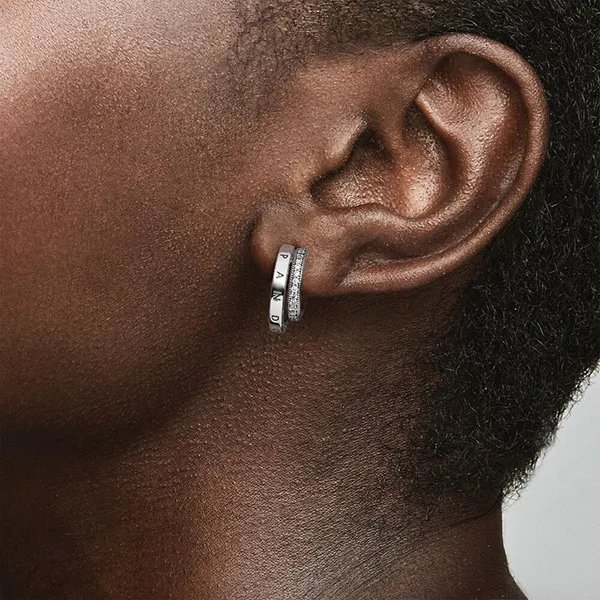 Khuyên Tai Pandora Pavé Double Hoop Earrings 299056C01 Màu Bạc - Trang sức - Vua Hàng Hiệu