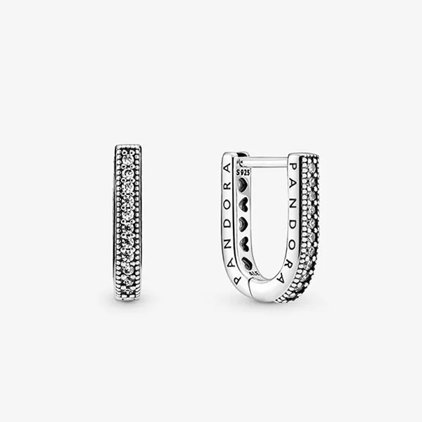 Khuyên Tai Pandora U-Shaped Hoop Earrings 299488C01 Màu Bạc