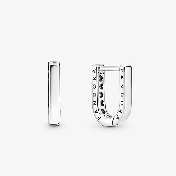 Khuyên Tai Pandora U-Shaped Hoop Earrings 299488C01 Màu Bạc