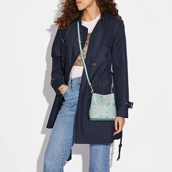 Túi Đeo Chéo Nữ Coach Mini Town Bucket Bag With Mystical Floral Print Màu Xanh Lam
