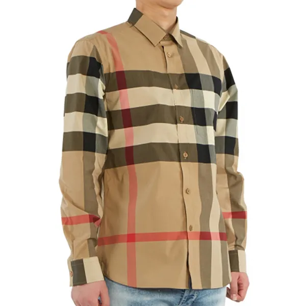 Áo Sơ Mi Burberry Check Stretch Man Shirt 8010213 A7028 Màu Nâu Nhạt - Thời trang - Vua Hàng Hiệu