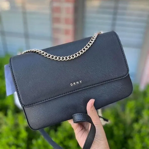 Túi Đeo Chéo DKNY Sina Saffiano Leather Small Crossbody Bag Black Màu Đen - Túi xách - Vua Hàng Hiệu