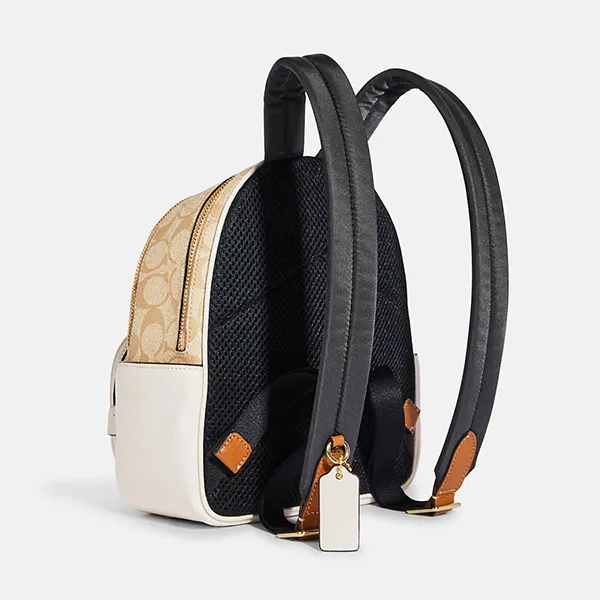 Balo Coach Mini Court Backpack In Signature Canvas With Pear Màu Nâu Trắng - Túi xách - Vua Hàng Hiệu