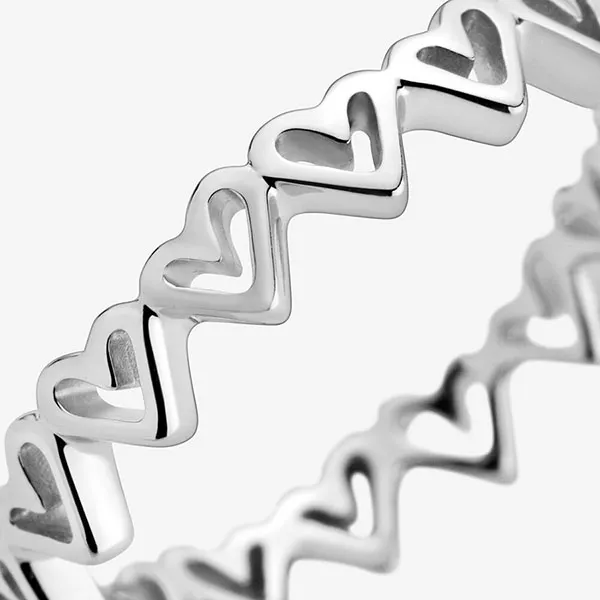 Nhẫn Pandora Freehand Hearts Ring 198696C00 Màu Bạc Size 52