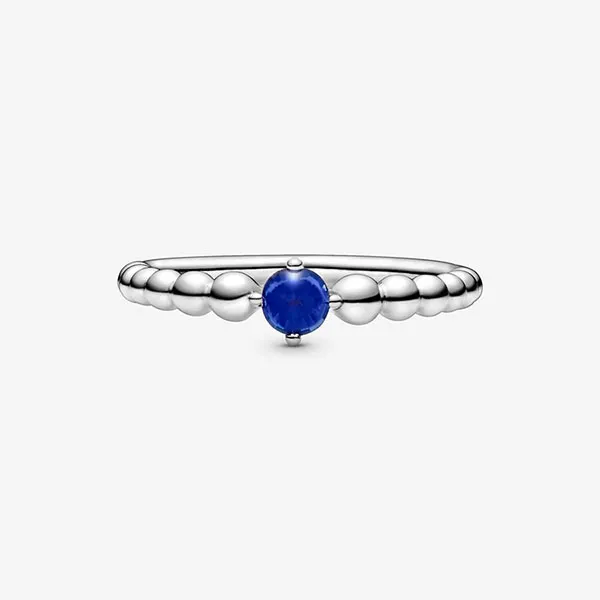 Nhẫn Pandora September Sea Blue Beaded Ring Màu Bạc Đính Pha Lê Xanh Navy