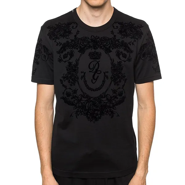 Áo Phông Nam Dolce & Gabbana D&G Floral Print T-Shirt G8KBAT G7SPM N0000 Màu Đen