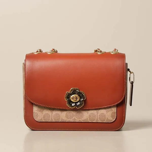 Túi Đeo Chéo Coach Coated Canvas Signature Madison Shoulder Bag Beige Màu Nâu Be