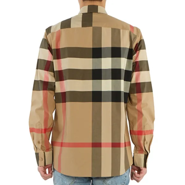 Áo Sơ Mi Burberry Check Stretch Man Shirt 8010213 A7028 Màu Nâu Nhạt - Thời trang - Vua Hàng Hiệu