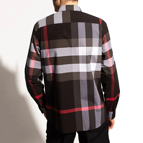 Áo Sơ Mi Burberry Ong-Sleeved Shirt With Check Print 8023772 A1008 Màu Đen Xám - Thời trang - Vua Hàng Hiệu