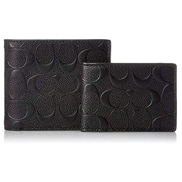 Set Ví Nam Coach Men's Coin Wallet, Black, One Size Màu Đen