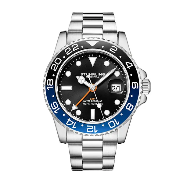 Đồng Hồ Nam Stuhrling Aquadiver Men's Watch M16266 Màu Bạc Mặt Đen - Đồng hồ - Vua Hàng Hiệu