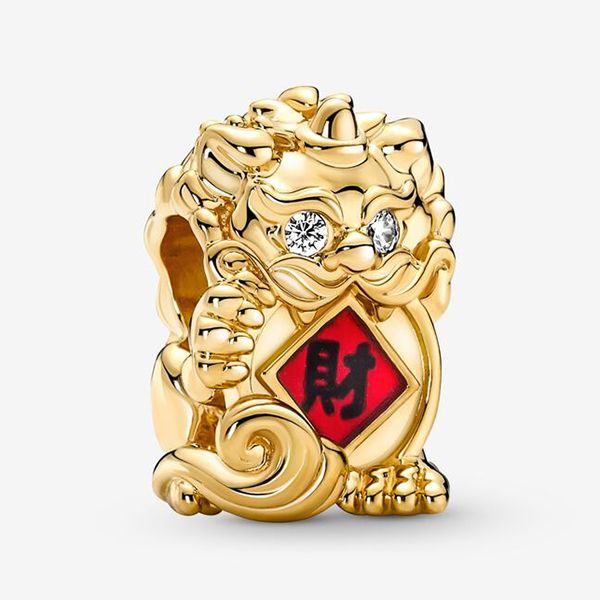 Hạt Vòng Charm Pandora Gold Plated Chinese Pixiu Beads For Good Luck 760091C01 Màu Vàng Đỏ - 3