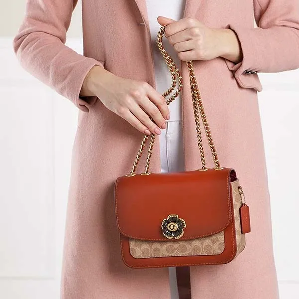 Túi Đeo Chéo Coach Coated Canvas Signature Madison Shoulder Bag Beige Màu Nâu Be
