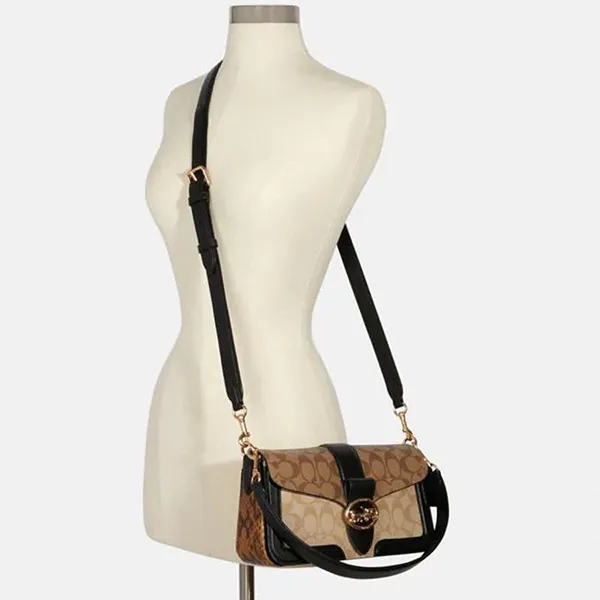 Túi Đeo Vai Coach Georgie Shoulder Bag Màu Kaki/Đen