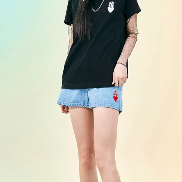 Quần Short MLB Denim Trái Tim New York Yankees 3FDPH5023-50BLL Màu Xanh Nhạt Size S - Thời trang - Vua Hàng Hiệu