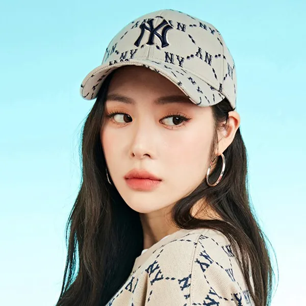 Mũ MLB Monogram Diamond Structure Ball Cap New York Yankees 3ACPM032N-50BGS Màu Beige