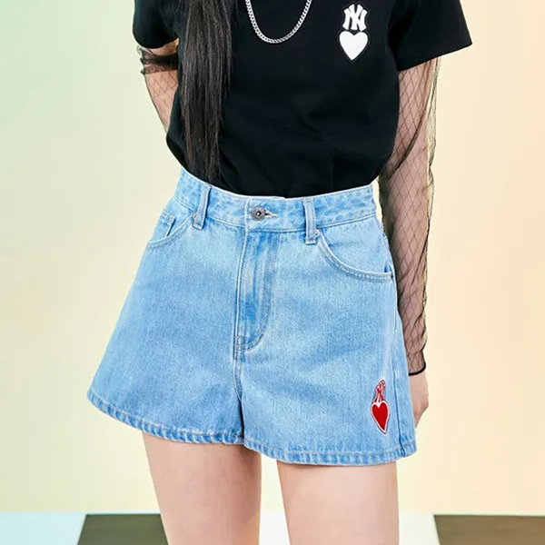 Quần Short MLB Denim Trái Tim New York Yankees 3FDPH5023-50BLL Màu Xanh Nhạt Size S - Thời trang - Vua Hàng Hiệu