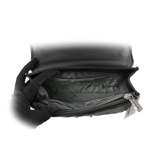 Túi Đeo Chéo Michael Kors MKRose Plain Stitched Leather Flap Shoulder Màu Đen Khóa Bạc