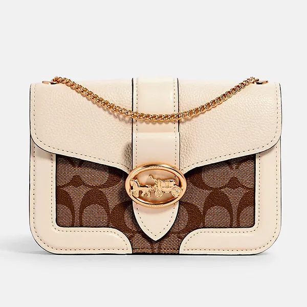 Túi Đeo Chéo Coach Georgie Crossbody In Signature Canvas Màu Trắng Sữa - Túi xách - Vua Hàng Hiệu