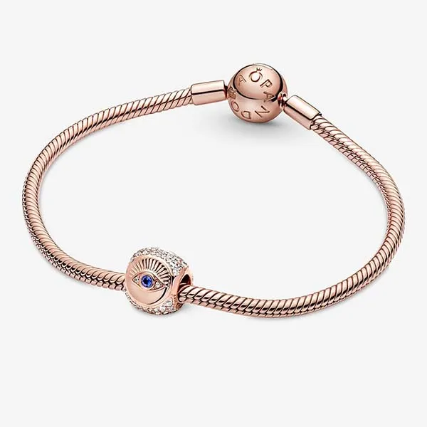 Hạt Vòng Charm Pandora Hamsa All-Seeing Eye & Feather Three-Sided 780101C01 Màu Vàng Hồng - Trang sức - Vua Hàng Hiệu