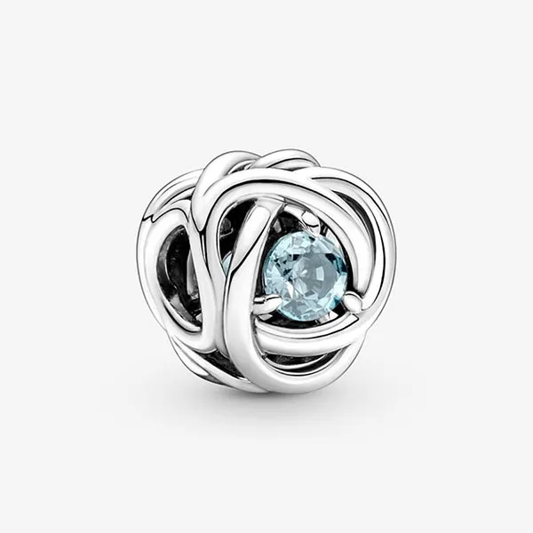 Hạt Vòng Charm Pandora March Sea Aqua Blue Eternity Circle 790065C09 Màu Bạc Phối Xanh Da Trời