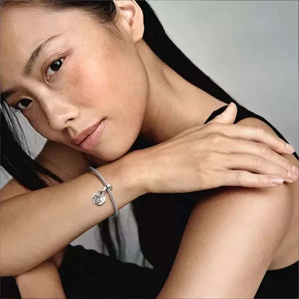 Hạt Vòng Charm Pandora Rose Heart Padlock Dangle 790086C00 Màu Bạc