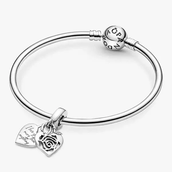 Hạt Vòng Charm Pandora Rose Heart Padlock Dangle 790086C00 Màu Bạc