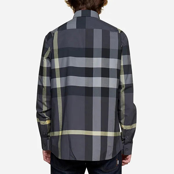 Áo Sơ Mi Nam Burberry Check Print Cotton Shirt 8050329 B1952 Màu Ghi Xám