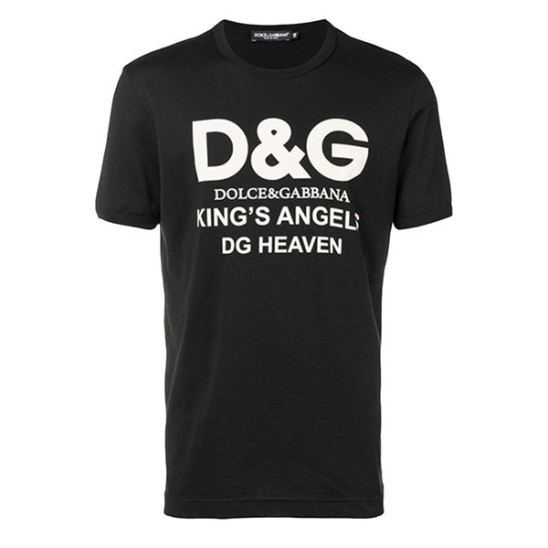 Áo Phông Nam Dolce & Gabbana D&G King's Angels Logo Print Cotton T Shirt In Black G8IV0T Màu Đen - 3