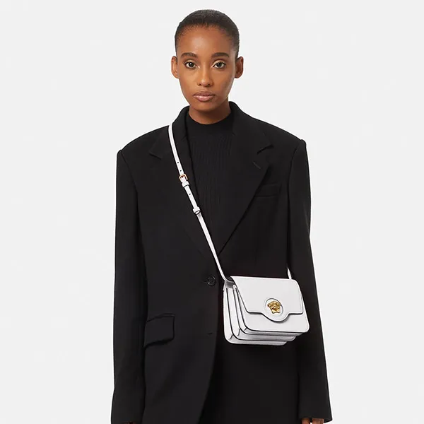 Túi Đeo Chéo Nữ Versace Medusa Plaque Crossbody Bag Màu Trắng
