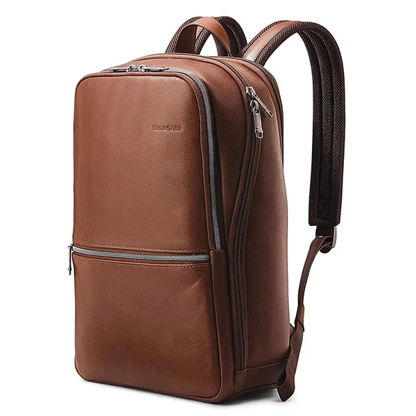 Balo Samsonite Sam Classic Leather Slim Backpack Màu Nâu - Túi xách - Vua Hàng Hiệu