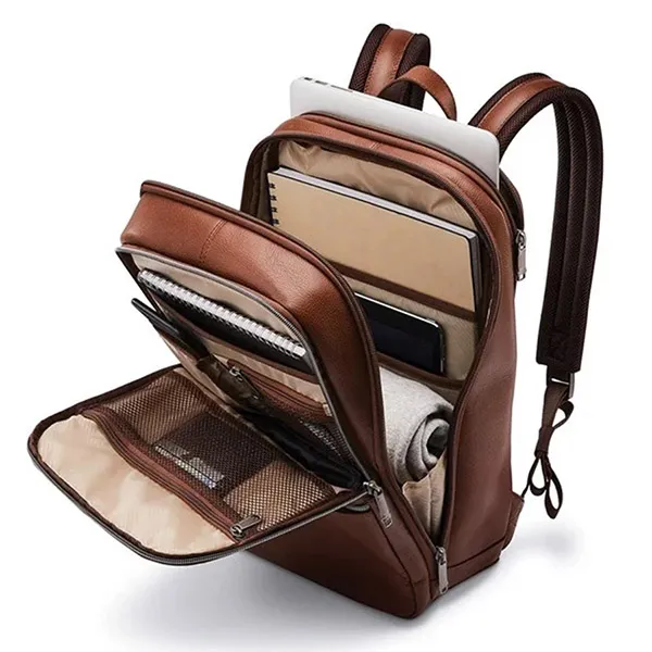 Balo Samsonite Sam Classic Leather Slim Backpack Màu Nâu - Túi xách - Vua Hàng Hiệu