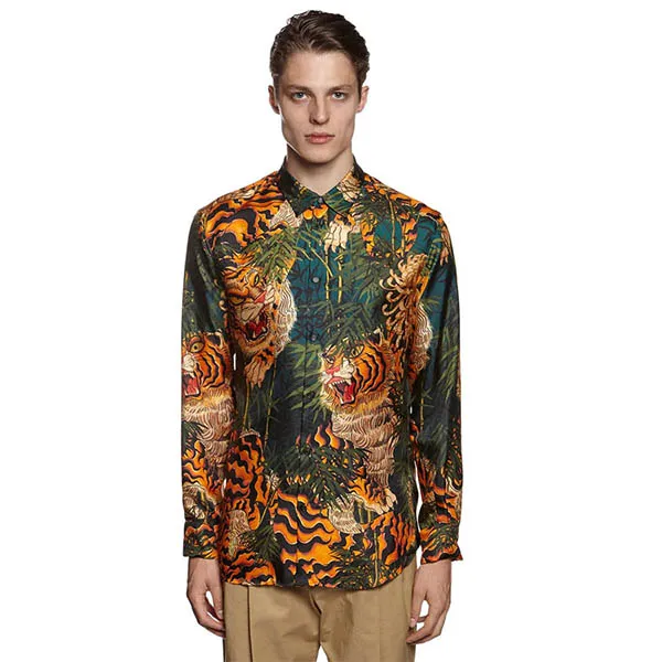 Áo Sơ Mi Dài Tay Dsquared2 Tiger Print Shirt Phối Màu